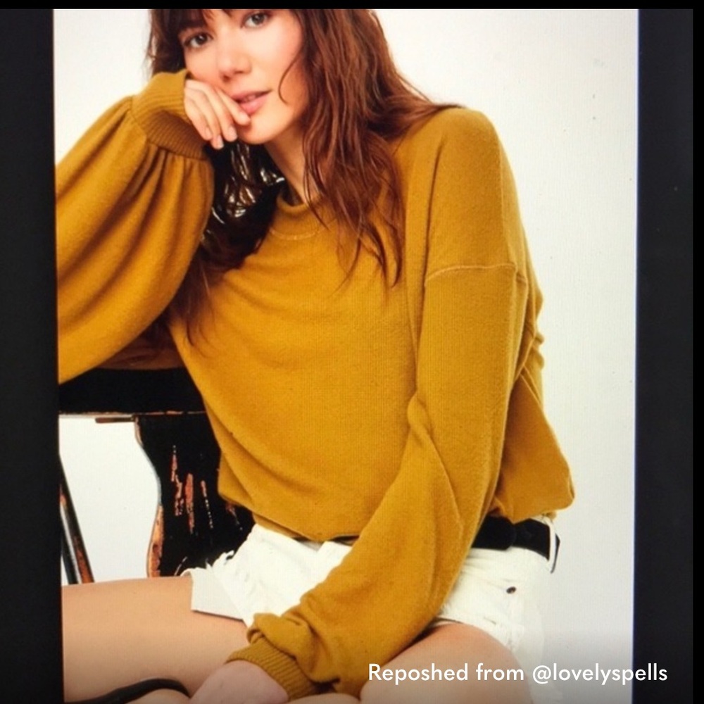 Free People Beach Mustard Yellow Oversized Sweater